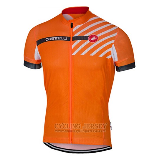 2017 Cycling Jersey Castelli Orange Short Sleeve and Bib Short