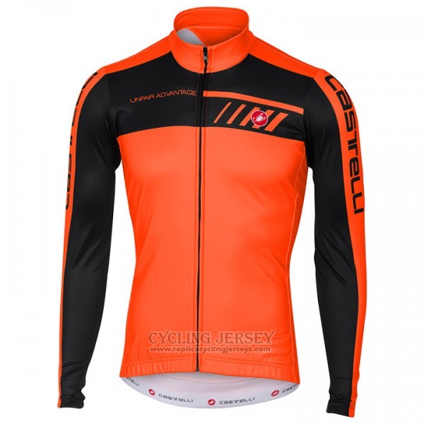 2017 Cycling Jersey Castelli Orange and Black Long Sleeve and Bib Tight