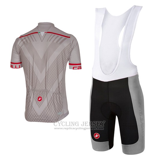 2017 Cycling Jersey Castelli Silver Short Sleeve and Bib Short
