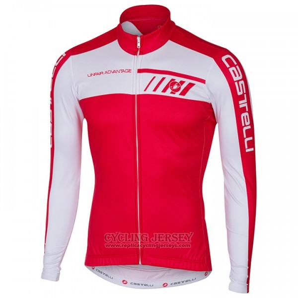 2017 Cycling Jersey Castelli White and Red Long Sleeve and Bib Tight