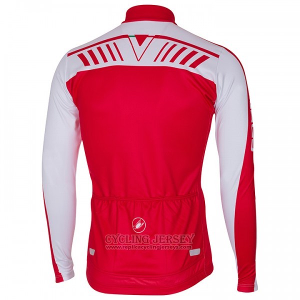 2017 Cycling Jersey Castelli White and Red Long Sleeve and Bib Tight