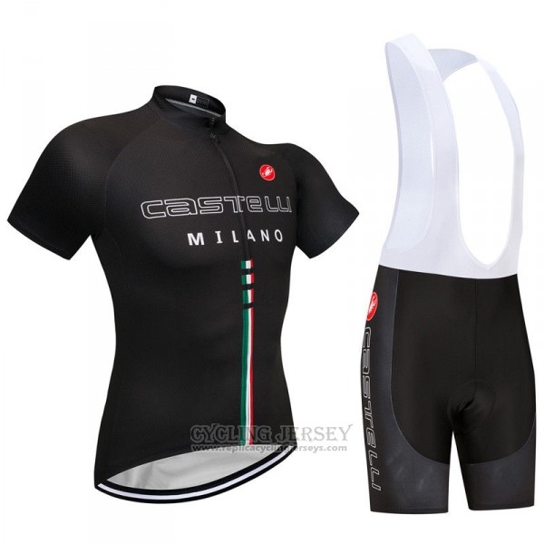 2018 Cycling Jersey Castelli Black Short Sleeve and Bib Short