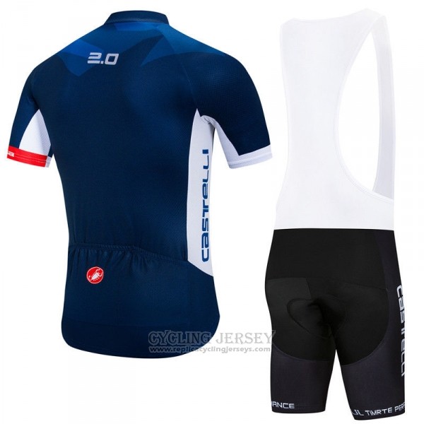 2018 Cycling Jersey Castelli Dark Blue Short Sleeve and Bib Short