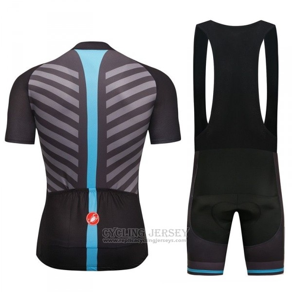 2018 Cycling Jersey Castelli Dark Gray Short Sleeve and Bib Short