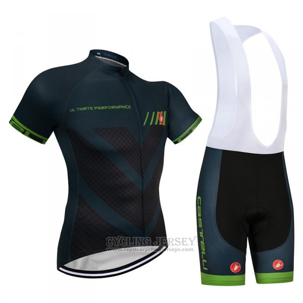 2018 Cycling Jersey Castelli Dark Green Short Sleeve and Bib Short