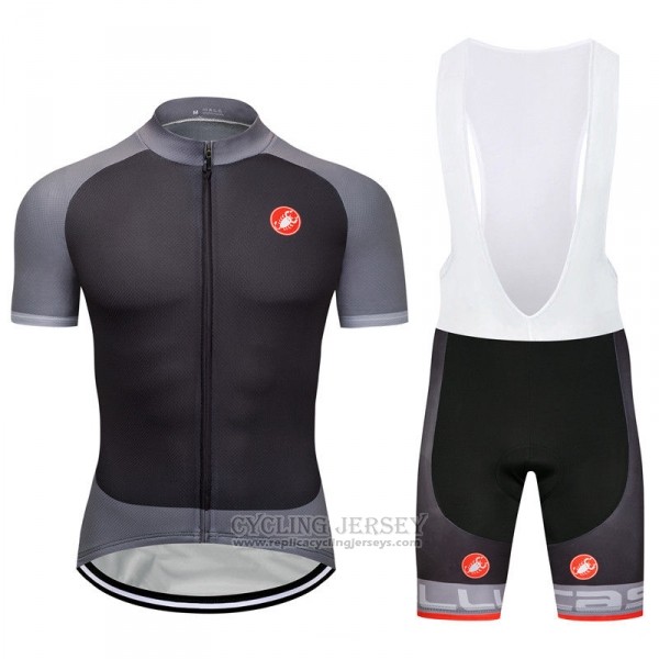 2018 Cycling Jersey Castelli Gray Short Sleeve and Bib Short