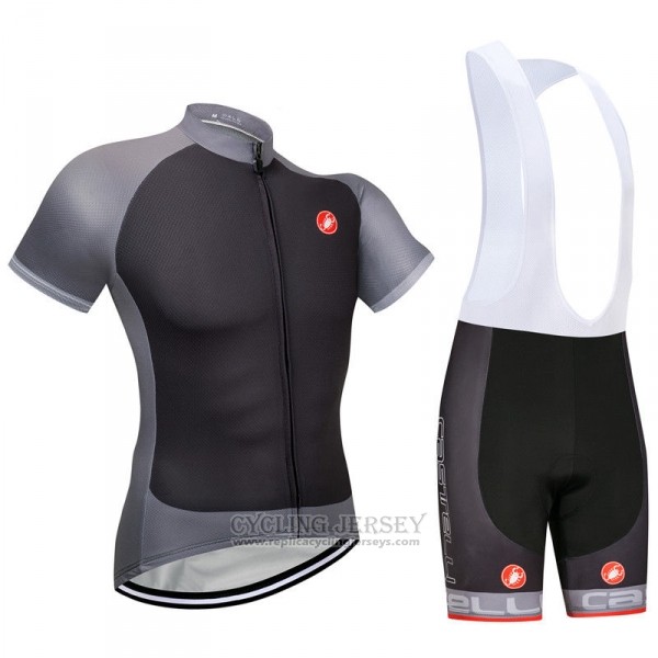 2018 Cycling Jersey Castelli Gray Short Sleeve and Bib Short
