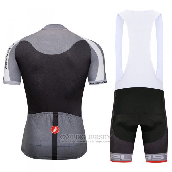 2018 Cycling Jersey Castelli Gray Short Sleeve and Bib Short
