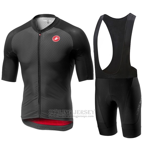 2019 Cycling Jersey Castelli Aero Race Black Short Sleeve and Overalls