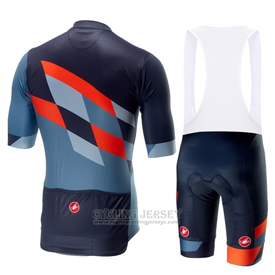 2019 Cycling Jersey Castelli Tabula Rasa Blue Orange Short Sleeve and Overalls