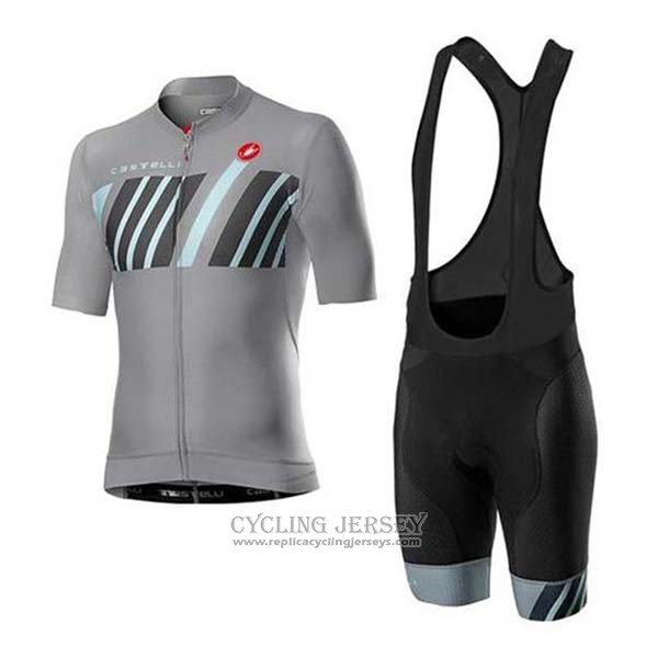 2020 Cycling Jersey Castelli Gray Black Short Sleeve And Bib Short