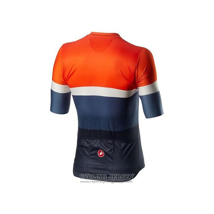 2020 Cycling Jersey Castelli Orange White Blue Short Sleeve And Bib Short