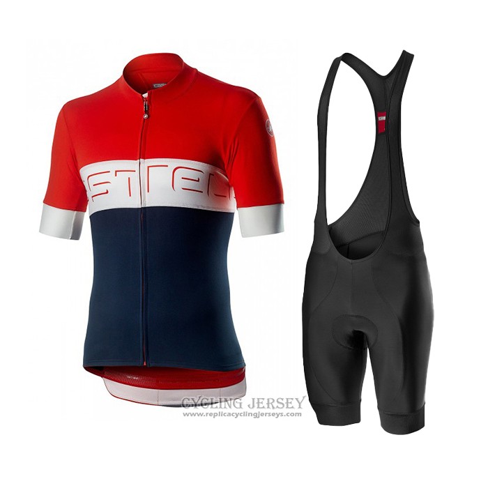 2020 Cycling Jersey Castelli Red Blue Short Sleeve And Bib Short