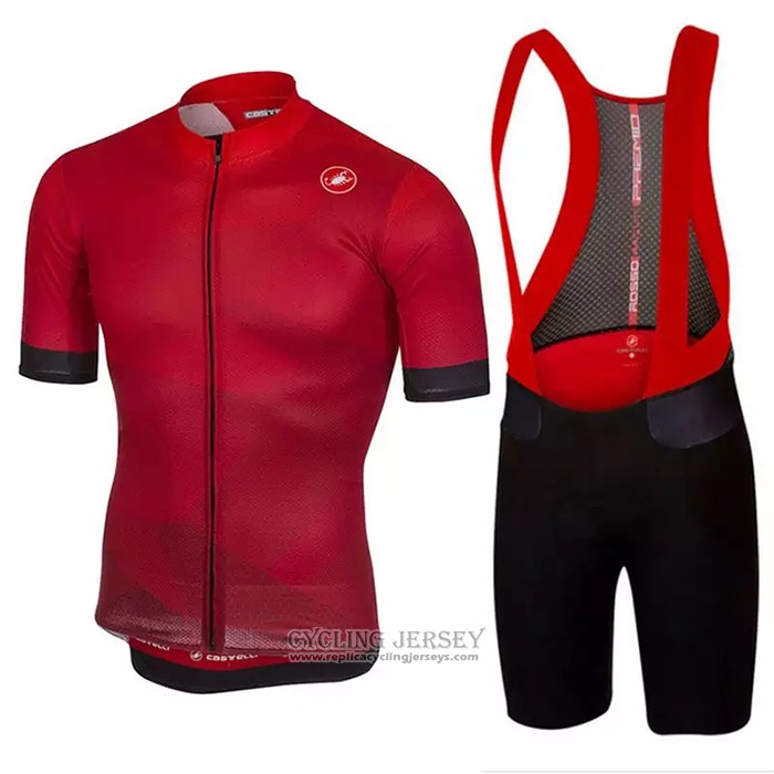 2020 Cycling Jersey Castelli Red Short Sleeve And Bib Short