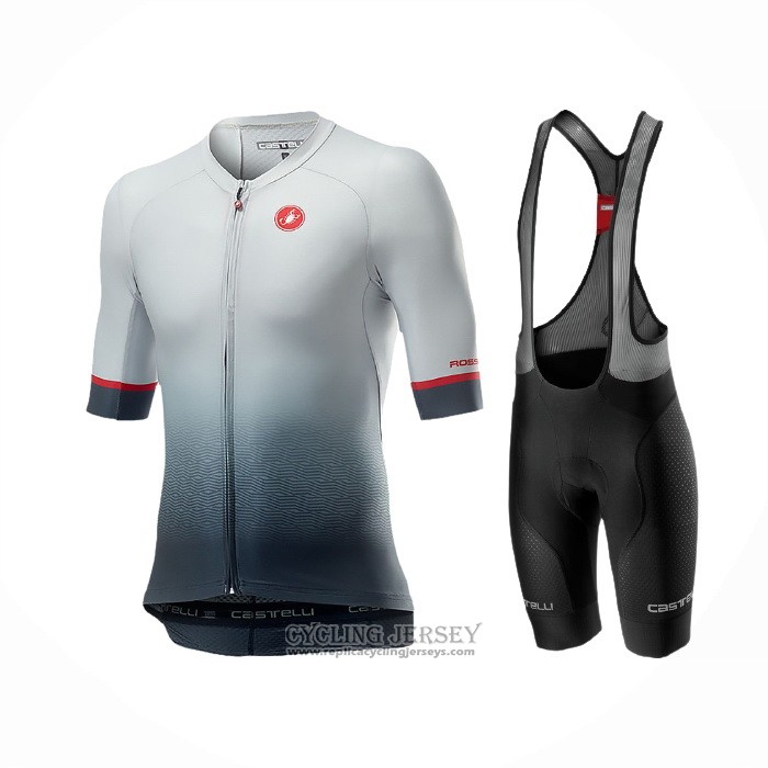 2021 Cycling Jersey Castelli Black Gray White Short Sleeve And Bib Short