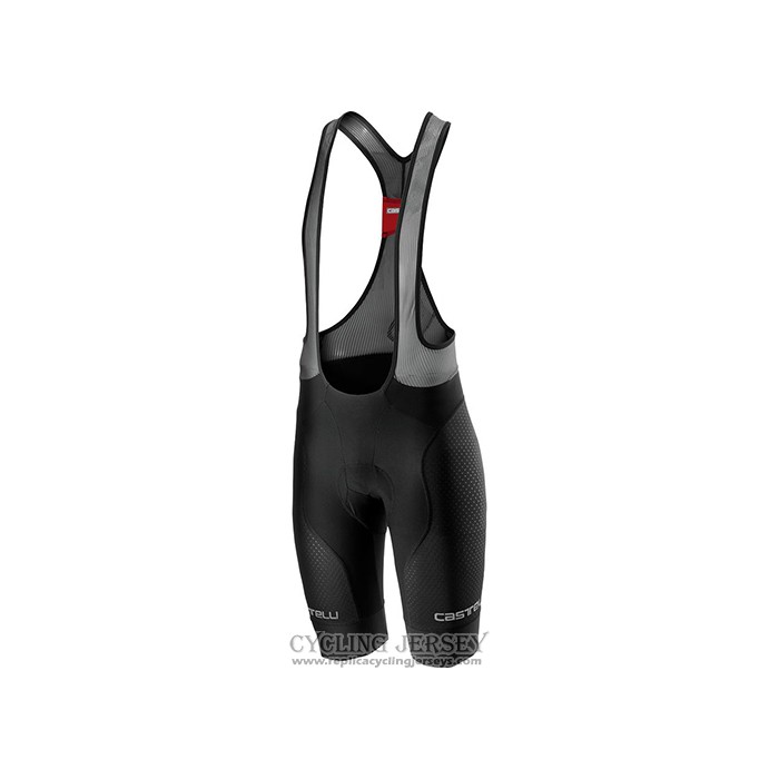 2021 Cycling Jersey Castelli Black Gray White Short Sleeve And Bib Short