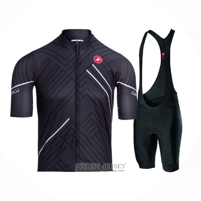 2021 Cycling Jersey Castelli Black White Short Sleeve And Bib Short