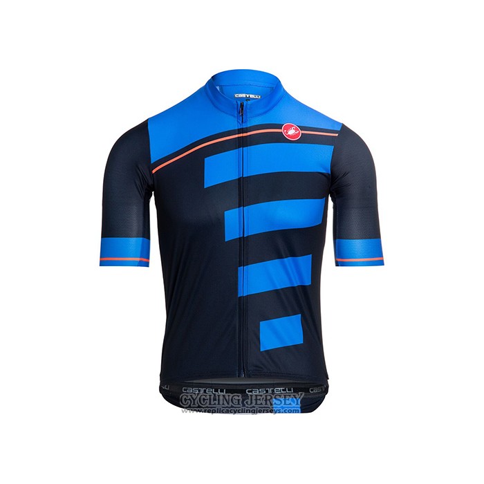 2021 Cycling Jersey Castelli Blue Black Short Sleeve And Bib Short