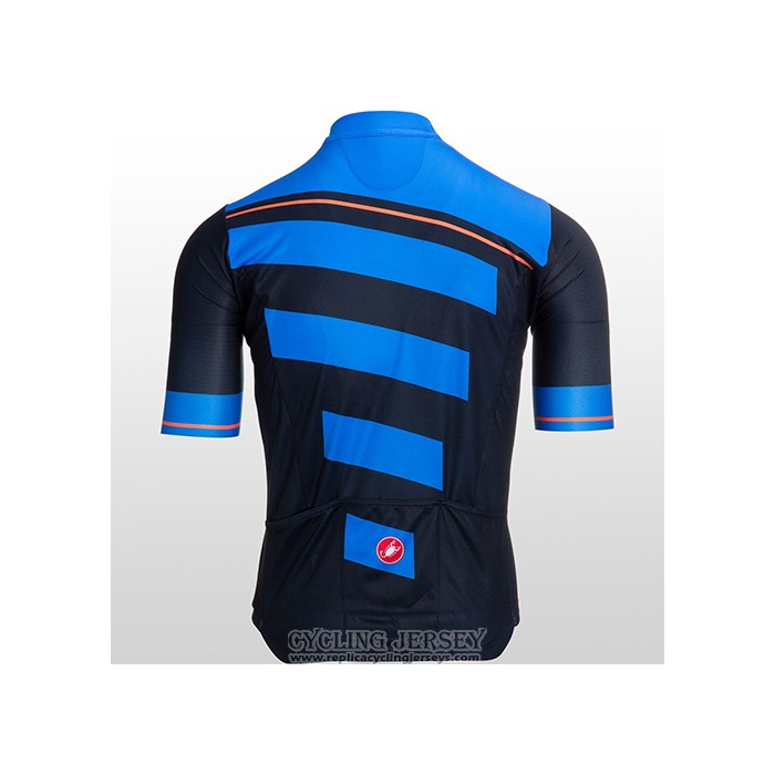 2021 Cycling Jersey Castelli Blue Black Short Sleeve And Bib Short