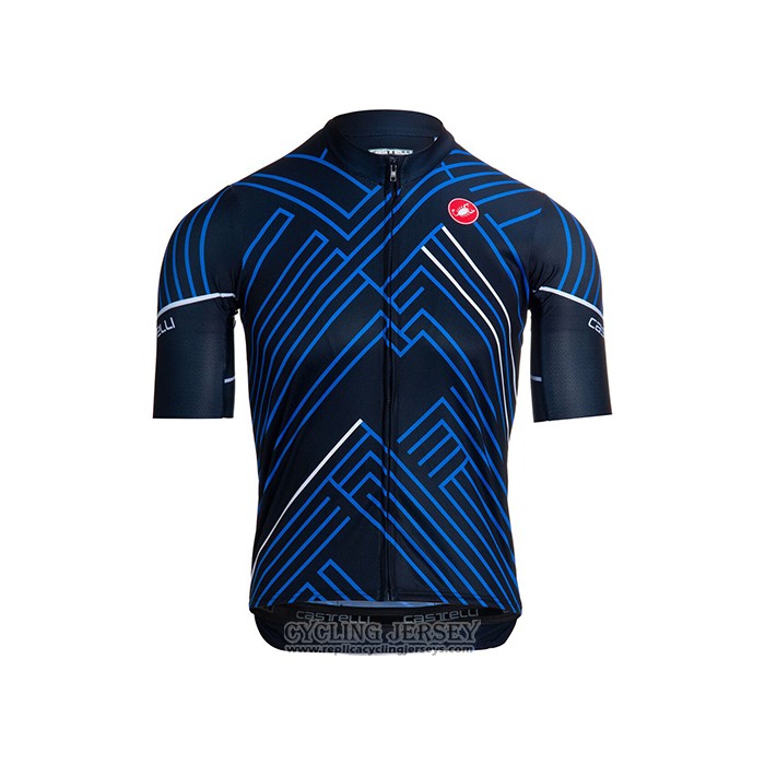 2021 Cycling Jersey Castelli Blue Black White Short Sleeve And Bib Short