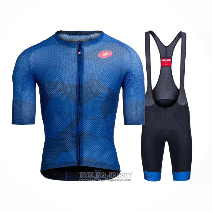 2021 Cycling Jersey Castelli Blue Short Sleeve And Bib Short