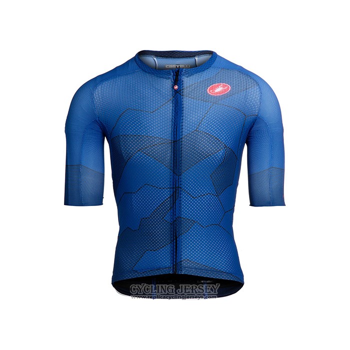2021 Cycling Jersey Castelli Blue Short Sleeve And Bib Short