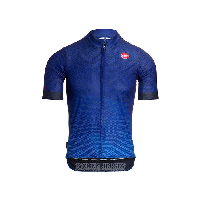 2021 Cycling Jersey Castelli Bright Blue Short Sleeve And Bib Short