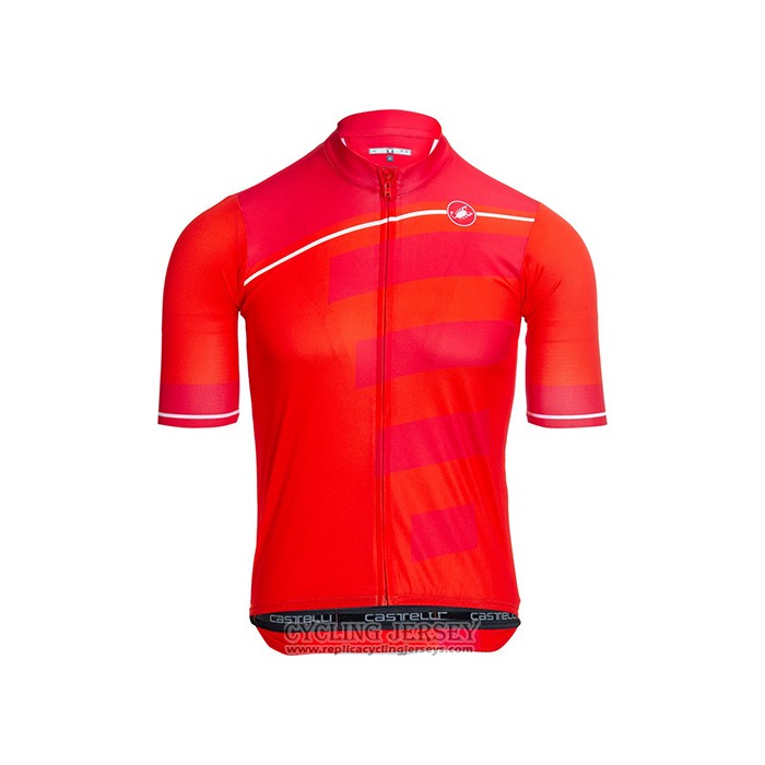 2021 Cycling Jersey Castelli Bright Pink Red Short Sleeve And Bib Short
