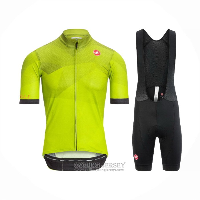 2021 Cycling Jersey Castelli Bright Yellow Short Sleeve And Bib Short
