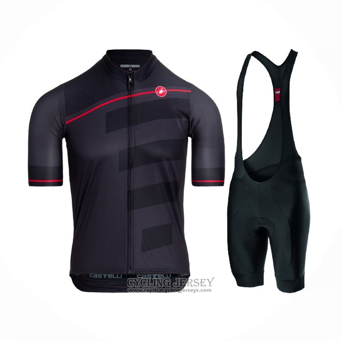 2021 Cycling Jersey Castelli Dark Black Short Sleeve And Bib Short