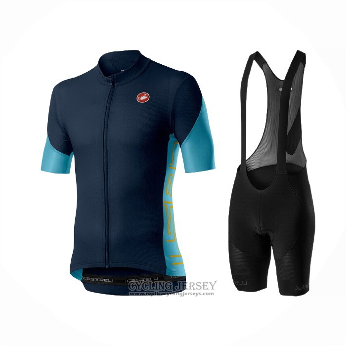 2021 Cycling Jersey Castelli Dark Blue Short Sleeve And Bib Short