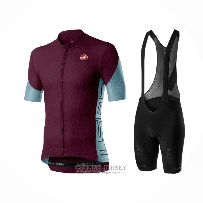 2021 Cycling Jersey Castelli Dark Purple Short Sleeve And Bib Short