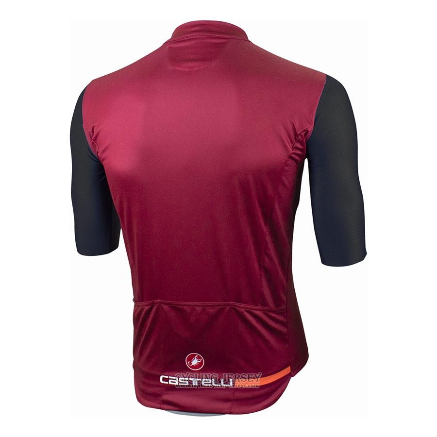 2021 Cycling Jersey Castelli Dark Red Short Sleeve And Bib Short