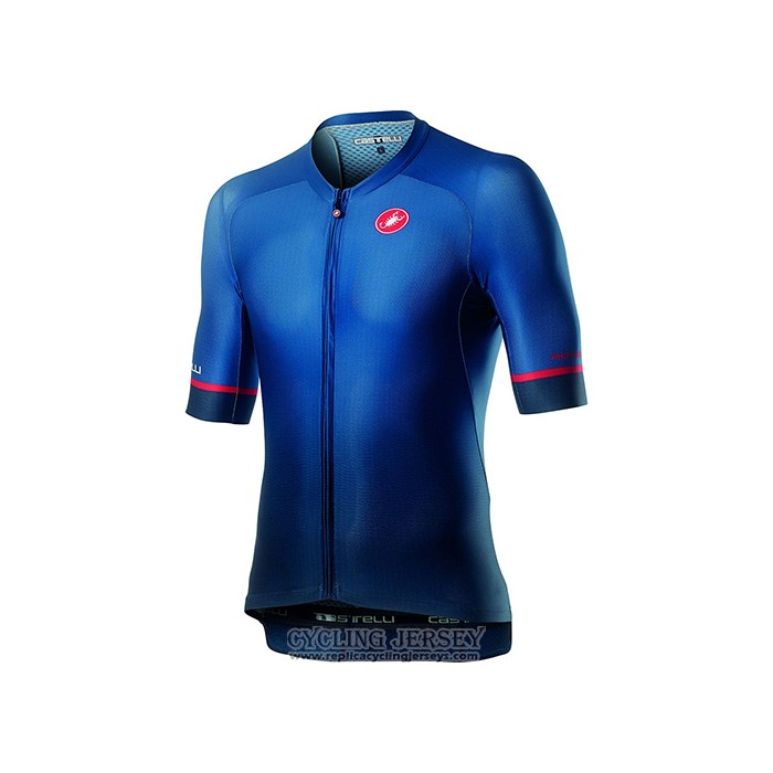 2021 Cycling Jersey Castelli Deep Black Blue Short Sleeve And Bib Short