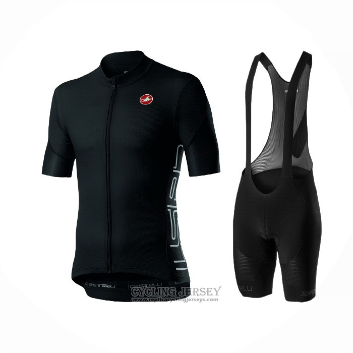 2021 Cycling Jersey Castelli Deep Black Short Sleeve And Bib Short