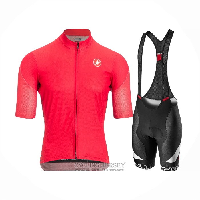 2021 Cycling Jersey Castelli Deep Pink Short Sleeve And Bib Short