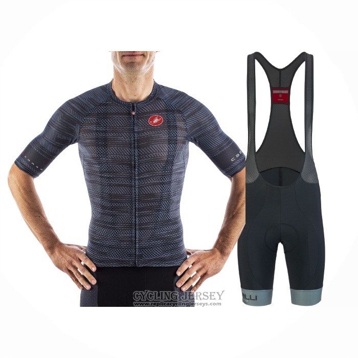 2021 Cycling Jersey Castelli Gray Blue Short Sleeve And Bib Short