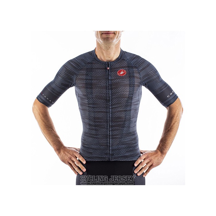 2021 Cycling Jersey Castelli Gray Blue Short Sleeve And Bib Short