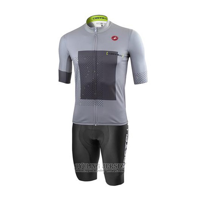 2021 Cycling Jersey Castelli Gray White Short Sleeve And Bib Short(5)