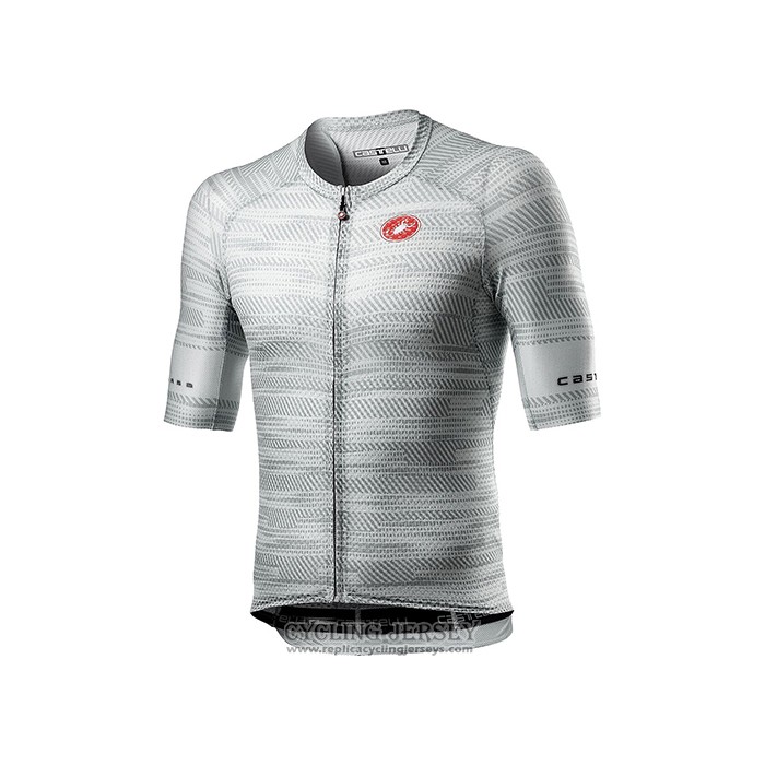 2021 Cycling Jersey Castelli Gray White Short Sleeve And Bib Short