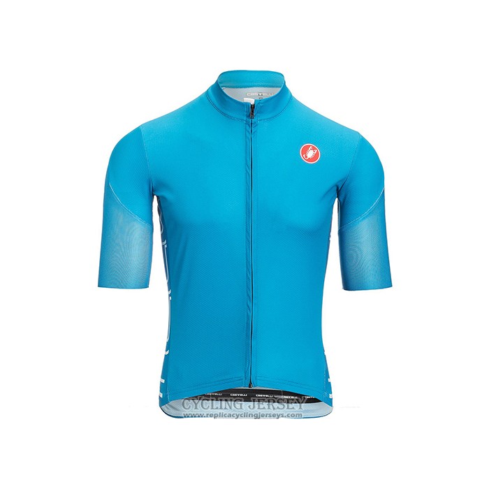 2021 Cycling Jersey Castelli Light Blue Short Sleeve And Bib Short