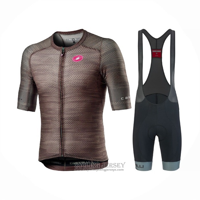 2021 Cycling Jersey Castelli Marron Short Sleeve And Bib Short