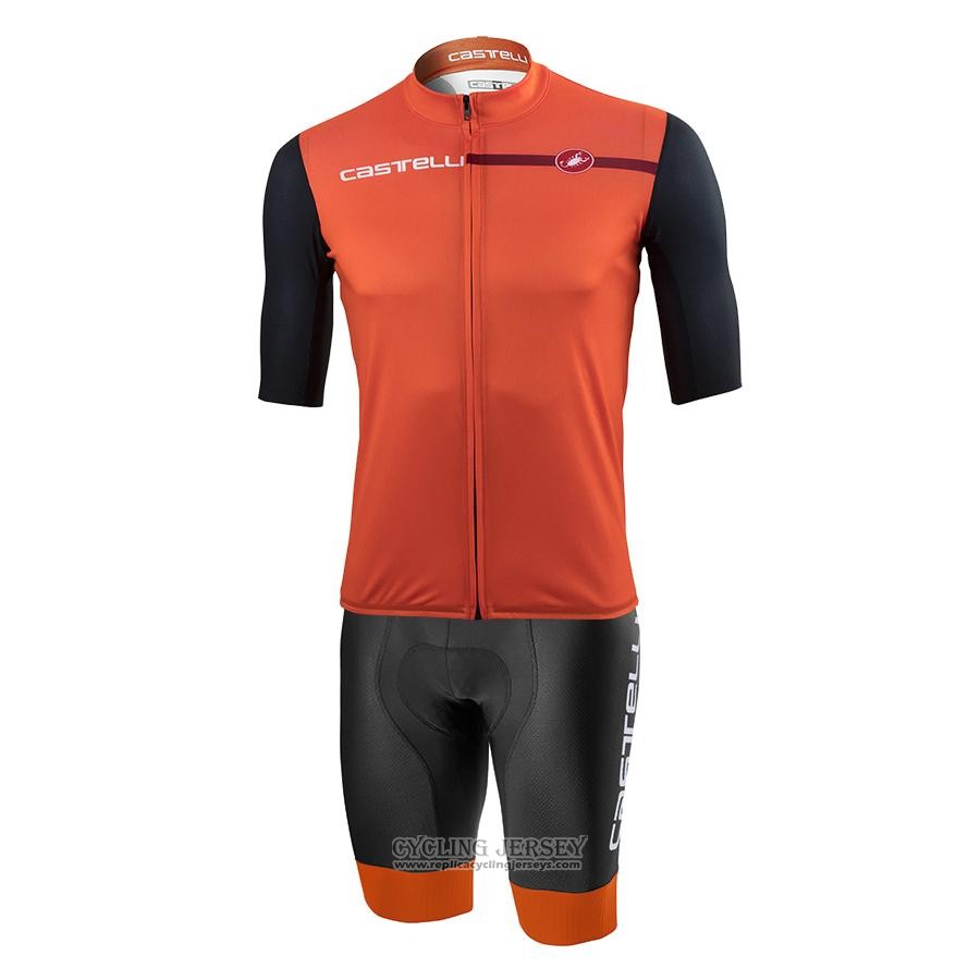 2021 Cycling Jersey Castelli Orange Short Sleeve And Bib Short(1)