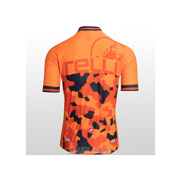 2021 Cycling Jersey Castelli Orange Short Sleeve And Bib Short
