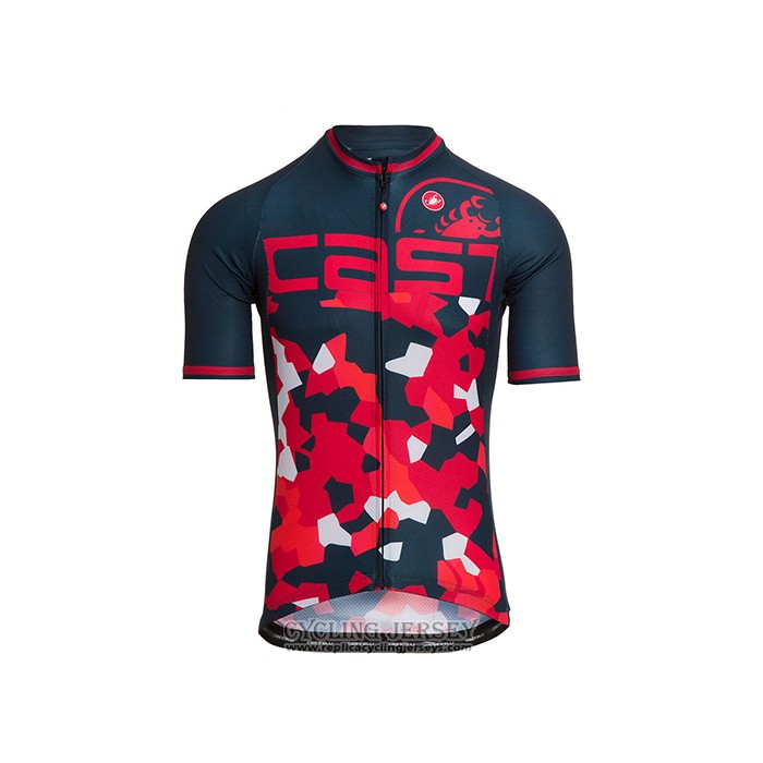 2021 Cycling Jersey Castelli Red Dark Blue Short Sleeve And Bib Short