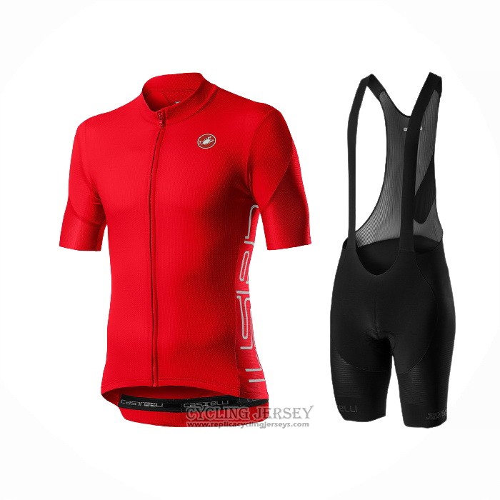 2021 Cycling Jersey Castelli Red Short Sleeve And Bib Short