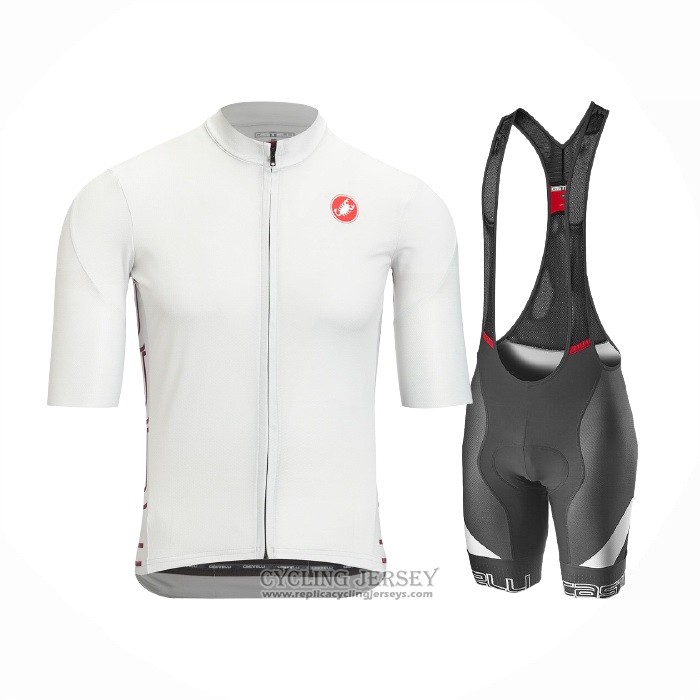 2021 Cycling Jersey Castelli White Short Sleeve And Bib Short