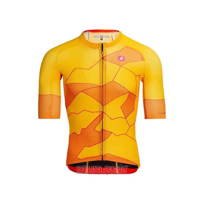 2021 Cycling Jersey Castelli Yellow Orange Short Sleeve And Bib Short
