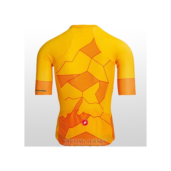 2021 Cycling Jersey Castelli Yellow Orange Short Sleeve And Bib Short