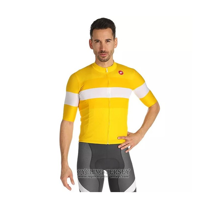 2021 Cycling Jersey Castelli Yellow Short Sleeve And Bib Short